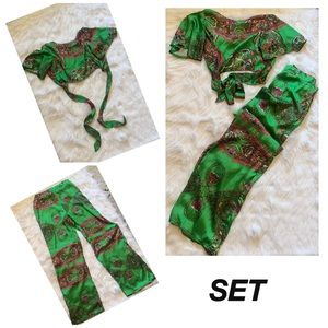 2 piece set  Satin top & bottom 100% polyester